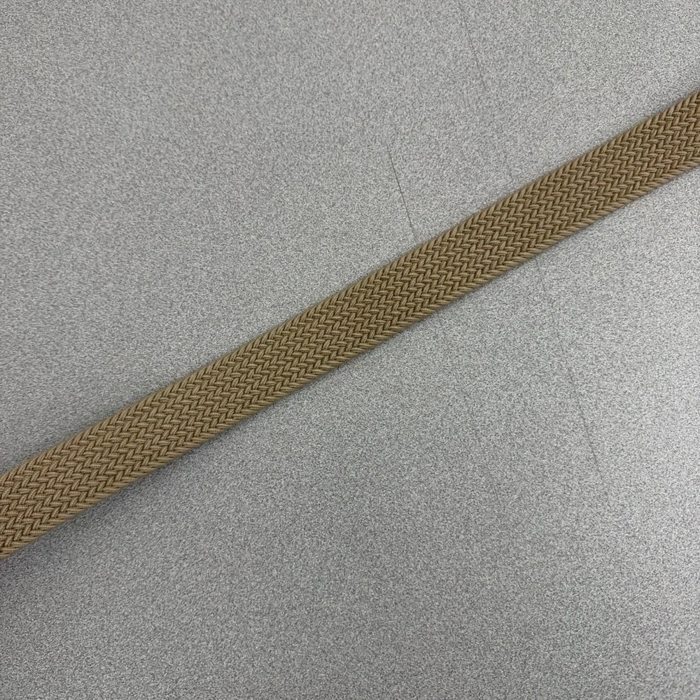 Tommy Bahama Elastic Belt Mens S/M Tan Silver Buckle Brown Leather Stretch 1.25